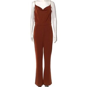 Jason Wu Cowl Neck Jumpsuit Medium Burnt Orange‎ Women’s Chain Rhinestone Straps